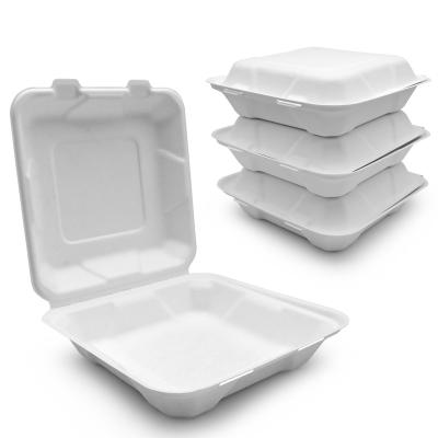 China 1200ml Microwave Portable Biodegradable Compostable Take Out Clamshell Food Packaging Containers Sugarcane Bagasse Food Lunch Packing Box for sale