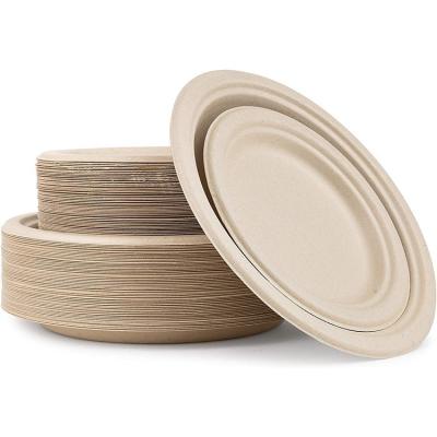 China Non-Toxic and Sanitary 9 10 Inch 100% Compostable Biodegradable Disposable Sugar Cane Party Bagasse Round Paper Plates for sale