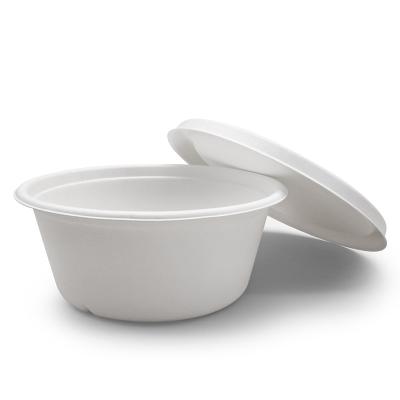 China 32 Ounce Round Sugar Cane Non-Toxic and Sanitary Compostable Bagasse Bowl Biodegradable Takeout Container with Lid for sale