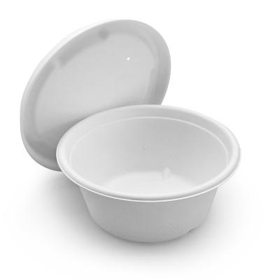 China 16 24 28oz Biodegradablefood Compostable Organic Heatable Disposable Salad Bowl Non-Toxic and Sanitary with Lid for sale