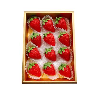 China JM Recyclable Luxury Gold Cardboard Packaging Strawberry Dessert Chocolate Covered Boxes For Strawberries With Lids for sale