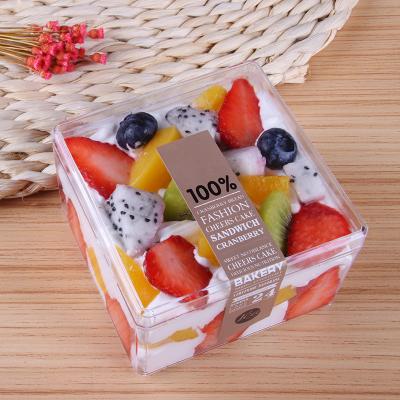 China JM Recyclable Plastic Transparent Cookie Box Candy Box Food Container Cookies Packaging Square Dessert Plastic Cake Box for sale