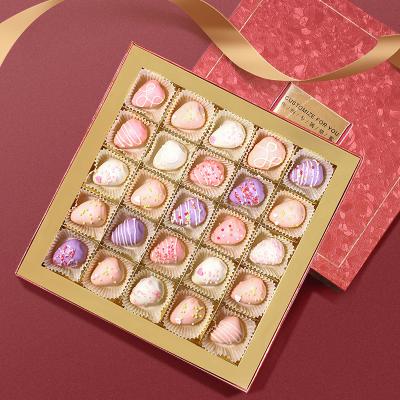 China JM 25 Grid Cardboard Recyclable Valentine Covered Strawberry Boxes Chocolate Gift Box Chocolate Box Packaging With Divider for sale