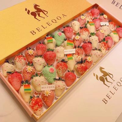 China JM Strawberry Dessert Candy Packaging Box Recyclable Luxury Custom Paper Chocolate Covered Strawberry Boxes for sale