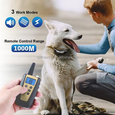 China E-Collar Plastic Trainer Remote Waterproof Dog Training Shock Collar for Dogs with Vibration, Electric Shock, Beep and Light for sale