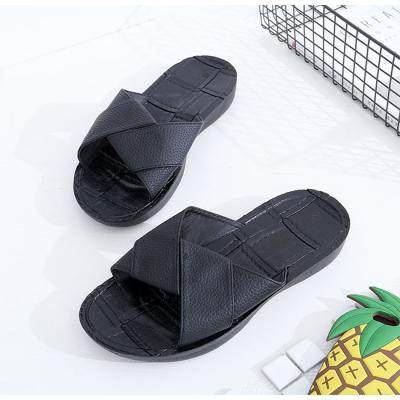 China New Arrival Anti-Smell PVC Slide Sandals PU Leather Men's Slide Plastic Flip Flops Slipper Sandals for sale