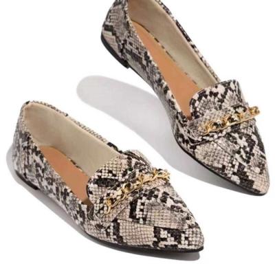 China Round Office Wholesale Office Snakeskin Print Factory Shoes Women's Flat Shoes Lady Girl for sale