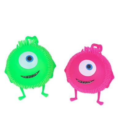 China Amazon Animal Smile Hot-selling Soft And Elastic Small Toy One-Eyed Monster Decompression Ball Glowing Toy Ball Children Gift for sale