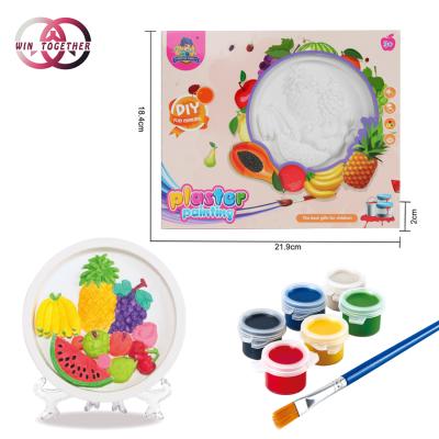 China 2021 parent-child DIY painting hand-painted production the new color painting set the fruit moon cake model plaster painted DIY painting handmade toy for sale