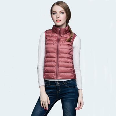 China Waterproof Stand Collar Waterproof Shorts Lightweight Down Packable Vest Jacket For Women for sale