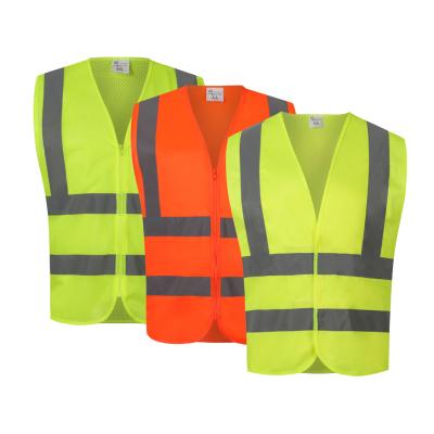 China High Visibility Customized Safty Orange Yellow Polyester Vest Reflective Safety Working Vest for sale