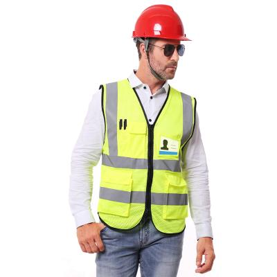 China 2020 High Visibility Fluorescence Orange With Navy Blue Reflective Marks Free Logo Design Safety Vest for sale