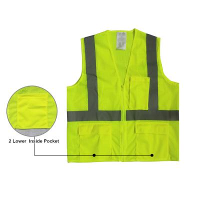 China High Visibility Polyester Mesh Reflective Safety Wests Eco - Friendly Vests With Zipper Closure for sale