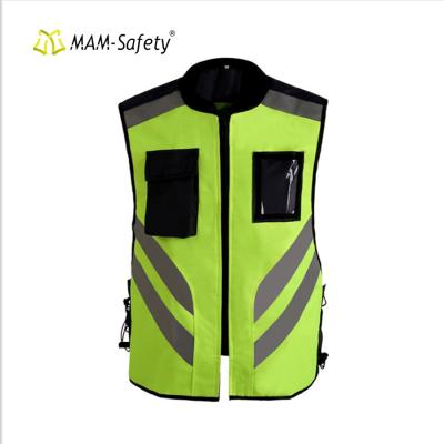 China Stylish Yellow Zipper Pouch Adjustable Strap MOM Bike Motorcycle Bike Motorcycle Riding Vest for sale