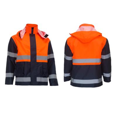 China Orange Two Tone Safety Jacket Waterproof Hi-Strength High Visibility Waterproof Men, ANSI Standard 3 for sale