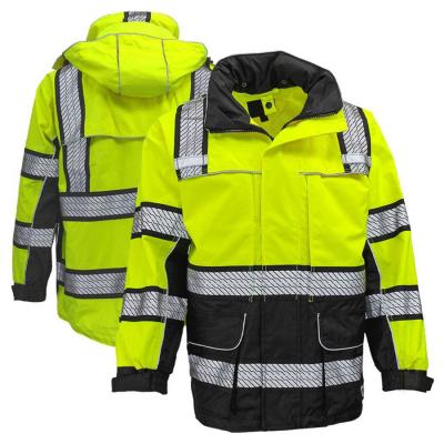 China Man High Strength Two Tone Fabric Two Tone 100% Polyester 300d Oxford Hi Visibility Winter Reflective Silver Waterproofsafety Best Jackets With Hood for sale