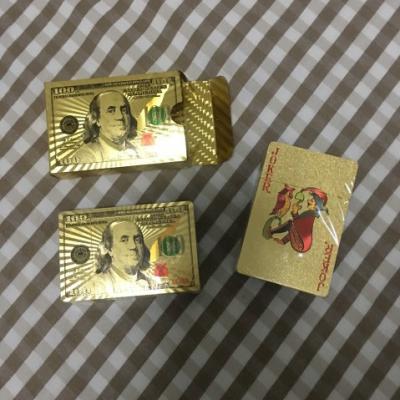 China Plastic Supply 100 Dollar America Gold Playing Card for sale