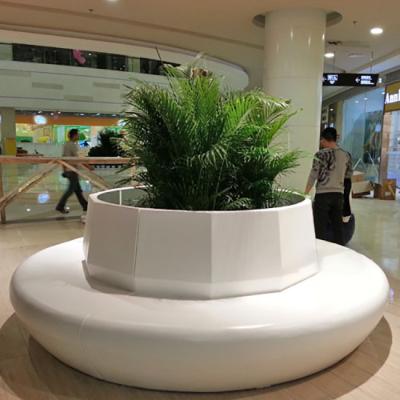 China Custom Extra Large Durable Material Round Decorative Planters Fiberglass Indoor Plant Pots Flower Pot Holder for Mall for sale