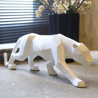 China Europe Customized Gift Nordic Resin Geometric Leopard Colorful Animal Sculpture Opens Display Props For Office Home Decoration for sale