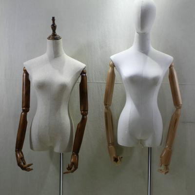 China Customize Shape Cheap Adjustable Dummy Mannequin Dress Tailors Female Mannequin Torso With Wooden Hands for sale