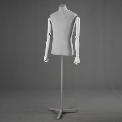 China Customize Hot Sale Male Dress Form Headless Mannequin Male Half Body With Articulated Arms for sale