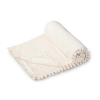 China Anti-pilling Super Cozy Baby Wrap Wrap Pom Pom Throw Baby Blanket For Winter for sale