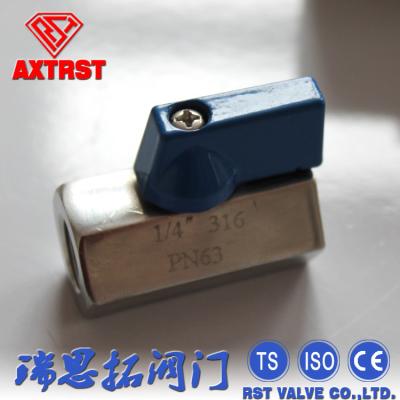 China DN6-DN25 Mini Ball Valve FXF Thread 316/304 Floating type Blue Handle for sale