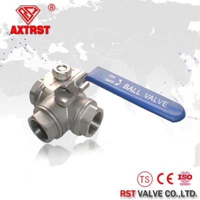 China Stainless Steel T Port / L Port Thread Floating Three Way Ball Valve 1000WOG for sale