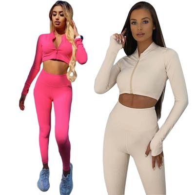 China Anti-Static Women's Clothes New Arrivals Fall Long Sleeves Slim Fit Activewear Jogging Jogger Set Tracksuits 2 Pieces Set For Women RS00809 for sale