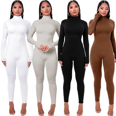 China New Arrivals Skinny Autumn Winter Women Clothing Bodycon Overalls Long Sleeve Solid Color Turtle Neck Anti-pilling Women Overalls RS01014 for sale