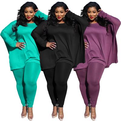 China Viable Plus Size Women Set Plus Size Solid Color Women Fashion Jogger Two Piece Sets 5XL Long Sleeve Casual Loose Women Suit RS00910 for sale