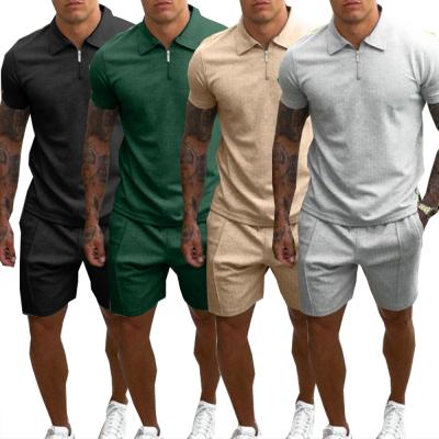 China Breathable Men Shorts Set 2 Piece Muscle Equipments Fit Henley Shirt Shorts Pants Summer Sweatsuit Sports Wear Tracksuit Plus Size Slim Men for sale