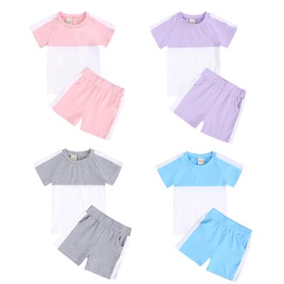 China Anti-Shrink Baby Clothes Summer Cute Shorts Sleeves Cotton Patchwork For 3 Months To 14 Years Girls Unisex Clothing Boys Two Piece Shorts Set 0806 for sale