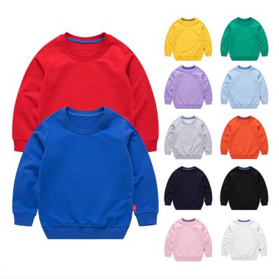 China Viable Kids Use Autumn Toddler Boys Girls Solid Cotton Pullover Baby Crewneck Long Sleeve Top T-shirts RS00994 for sale