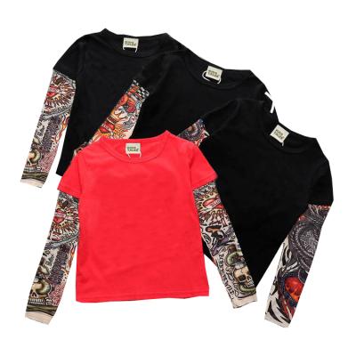 China Viable T-shirts Cotton Casual Clothes Baby Boys Kids Clothes Tattoo Sleeve Hip Hop Tee Tops Spring Autumn Kids Clothes 1-7 Years S00986 for sale