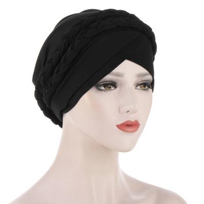 China 2021 latest fashion ready to use instant milk silk monochrome double braidwomen muslim hijab headpiece for sale