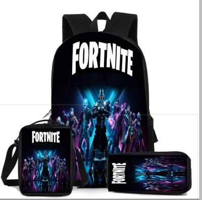 China 2021 Waterproof New Fashion Fornite Custom Wholesale Backpack New Design Three-piece Schoolbags for sale