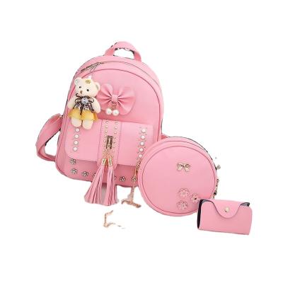 China With USB New High Quality Mini Luxury Leather Girls Traveling Backpacks Girls Custom Leather Set Backpack for sale