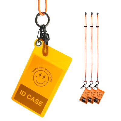 China Supermarket Retractable Badge Holders with Carabiner Reel Clip and Vertical Style Clear ID Card Holders with Cocking Rope for sale