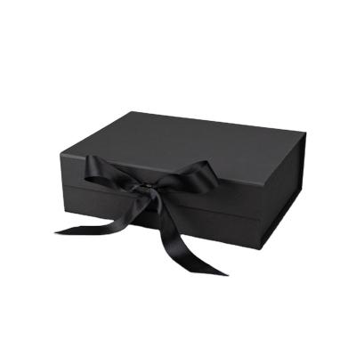 China Recycled Materials Collapsible Gift Boxes With Ribbon Print Your Own Logo Boxes Boutique Fancy Box With Ribbon Pure Color for sale