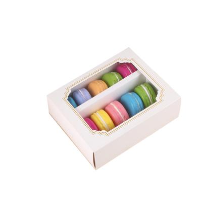 China Food Grade Recyclable High Quality Recycled Paper Custom Design Cardpaper Rectangle 6pcs Macaron Packaging Box With Paper Insert In Stock for sale