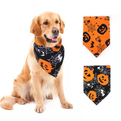 China Pet Towel Scarf Accessories Halloween Dog Bandanas Pumpkin Stocked Witches Model Dogs Cat Neckerchief for sale