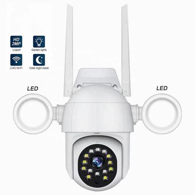 China Yoosee Siren 1080P Radio Flood Light Security Surveillance WiFi CCTV Built-in Auto IP PTZ Tracking Outdoor Camera for sale