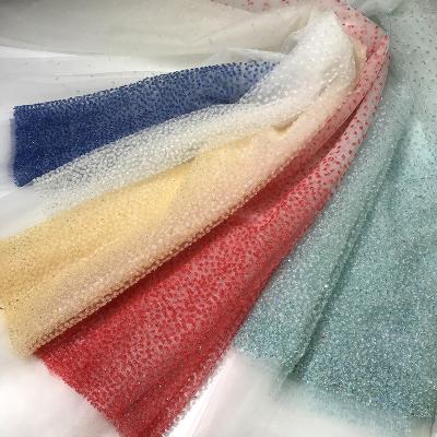 China Viable Red/Royal Blue/Ice Blue/Shiny Crystal Tulle Mesh French Net Rhinestone Lace Fabric Cream/Pure White Gradual Colors For Dress New for sale