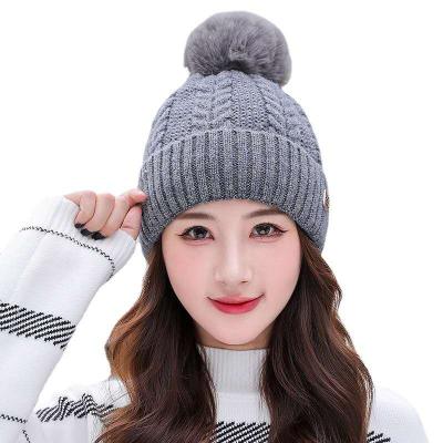 China W013 COMMON autumn and winter warm wool with hair ball fashion hat soft women's net red knitting hat the beautiful for sale