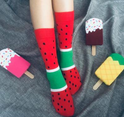 China Fashion Breathable Gift Funny Watermelon Pineapple Chocolate Man And Woman Popsicle Socks Q004 for sale