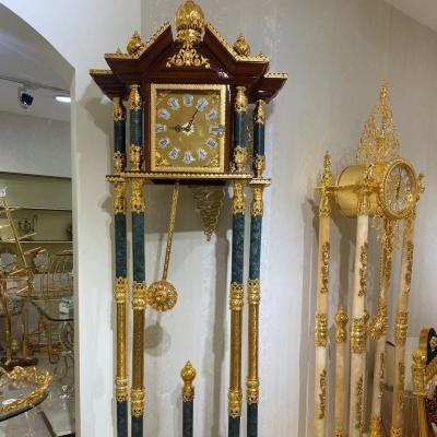 China Palace Antique Luxury Home Style Standing Clock Hotel Floor Clock Decoration Royal Golden Grandfather Clock for sale