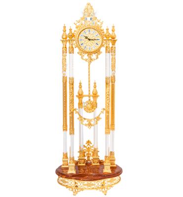 China Vintage Gold Floor Clock Vintage Style Metal Floor Stand Luxury Antique Grandfather Clock for sale