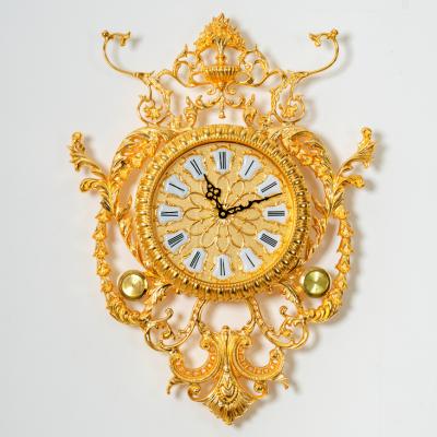 China China style luxury antique home wall clock decoration pure handmade gold copper wall clock antique style wall clock for sale