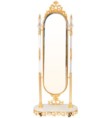 China Luxury Hot-selling Minimalist Mirror Dressing Mirror Full Floor Standing Mirror Antique Gold Decorative for sale